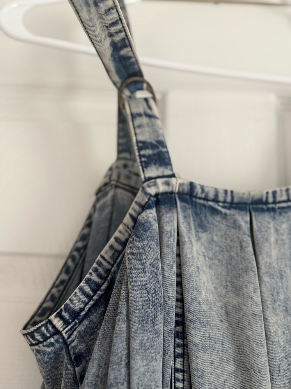 easel Light Blue Denim Button-Front Ruffle-Hem Mini Dress - Picture 6 of 7